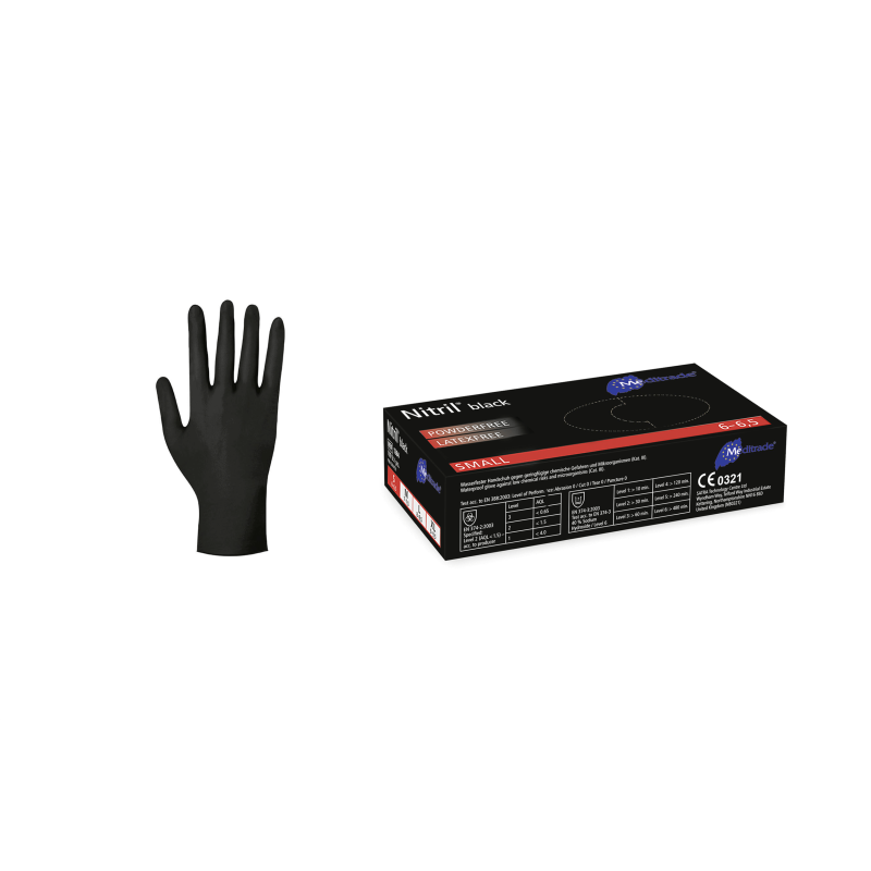 Gloves nitrile black, size S latex-free 1 pack (100 pieces)