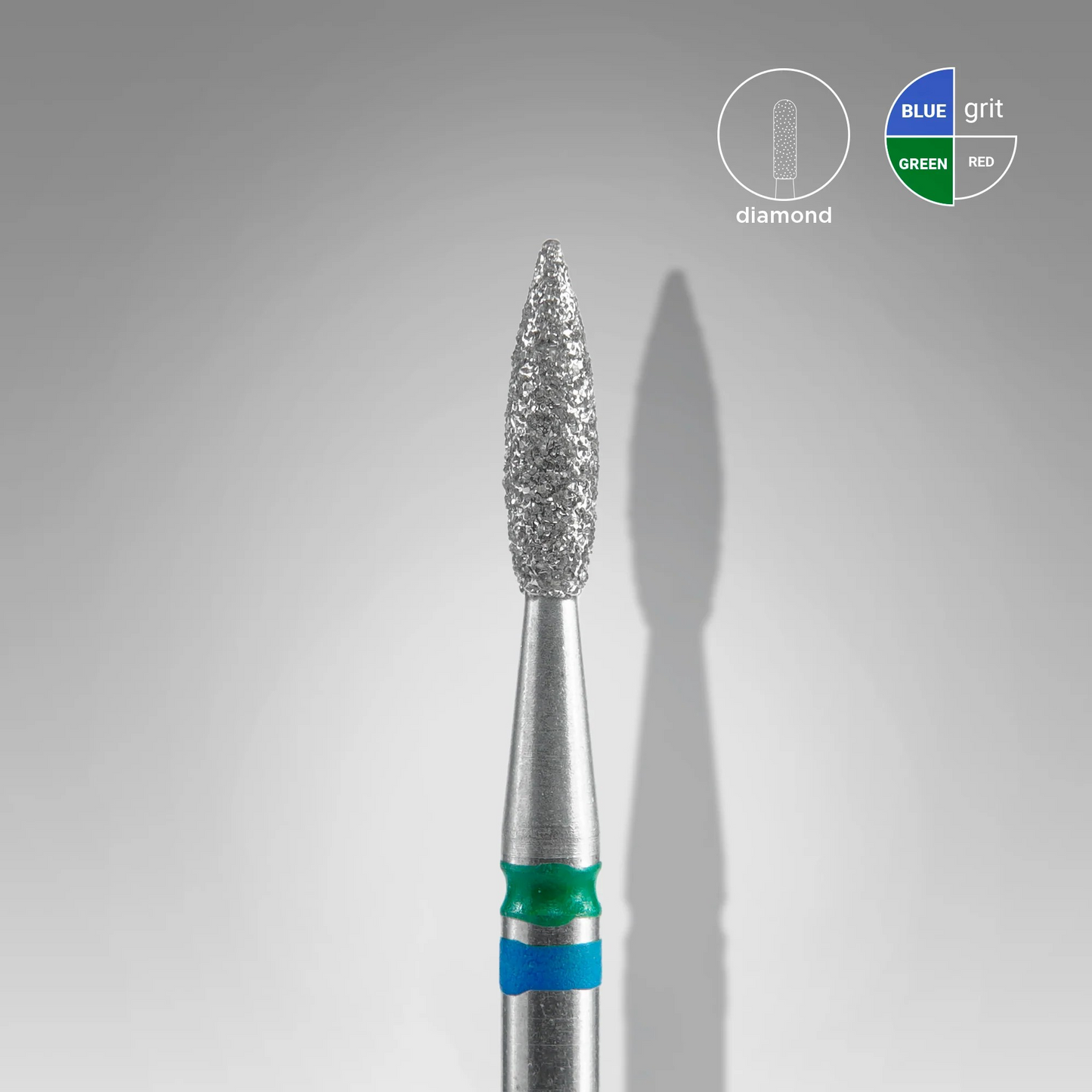 Diamant-Nagelbohrer DUO flame blau-grün EXPERT Kopfdurchmesser 2,1 mm / Arbeitsteil 8 mm