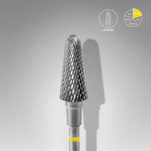 STALEKS EXPERT Hartmetallfräser „stumpfer Kegel“ gelb, Durchmesser 6 mm, Arbeitsteil 14 mm