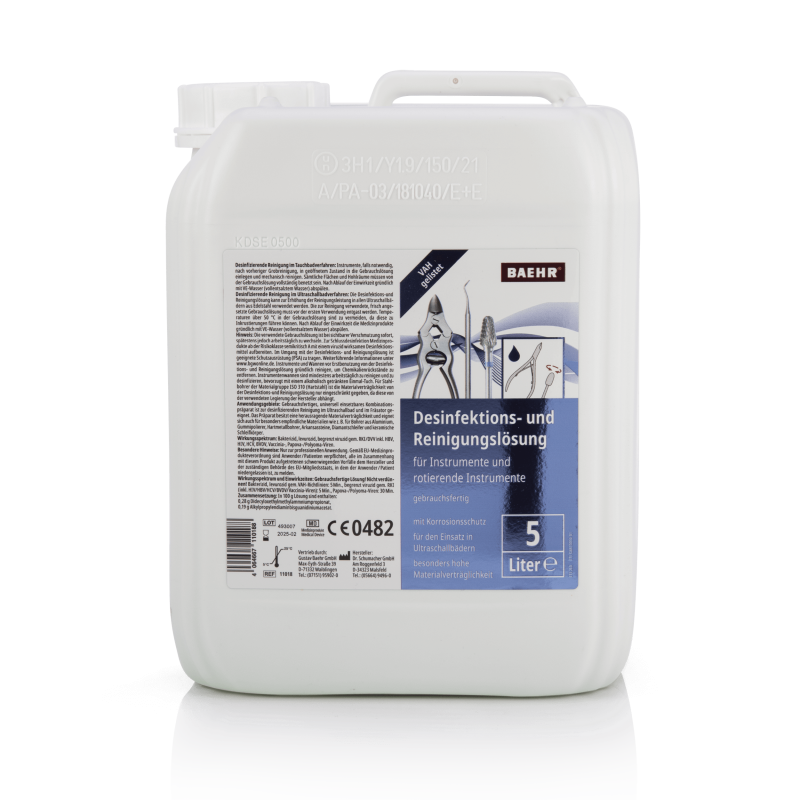 Disinfectant and cleaning solution for instruments + cutters, 5000 ml
